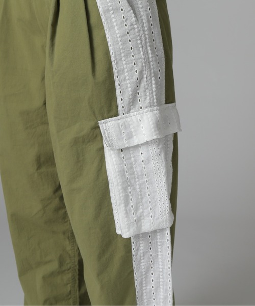 AVIREX Belle ホワイト リネン混紡 カーゴパンツ WEB LIMITED Belle LINE》LACE CARGO PANTS/レースカーゴパンツ