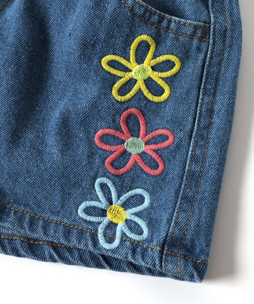 セール】【ジュニア対応】刺繍デニムショートパンツ（デニム