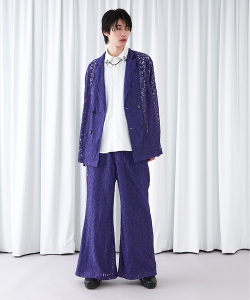 Ellno Loset（エルノロゼット）の「2way アームスリットコードレースジャケット / SETUP対応（テーラードジャケット・メンズ・ブラック/ブルーグレー/パープル/ブルー・LARGE/MEDIUM/SMALL/X-SMALL）」の21枚目の写真