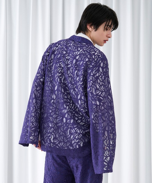 Ellno Loset（エルノロゼット）の「2way アームスリットコードレースジャケット / SETUP対応（テーラードジャケット・メンズ・ブラック/ブルーグレー/パープル/ブルー・LARGE/MEDIUM/SMALL/X-SMALL）」の20枚目の写真