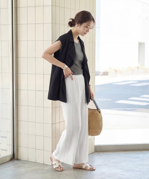 STYLE DELI(スタイルデリ)の「プリーツカットソーワイドパンツ(その他パンツ・レディース・ブラック/ライトグレー/ホワイト・SMALL/MEDIUM)」の13枚目の写真