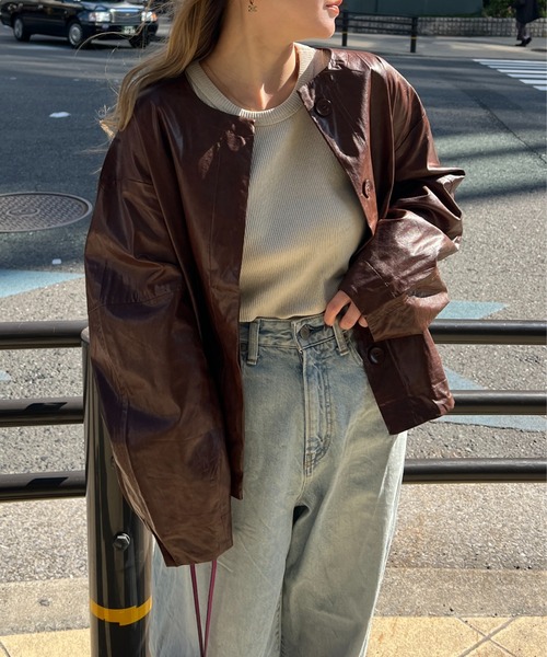 Style sea ノーカラージャケット セール】カットポンチノーカラージャケット（ノーカラー