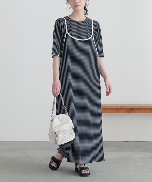 n'OrLABEL（ノアールレーベル）の「『リブボーダーカットソー＆キャミワンピースセットアップ』（ワンピース・レディース・カーキ/ブルー/ネイビー・2/1）」の19枚目の写真