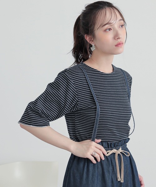 n'OrLABEL（ノアールレーベル）の「『リブボーダーカットソー＆キャミワンピースセットアップ』（ワンピース・レディース・カーキ/ブルー/ネイビー・2/1）」の5枚目の写真