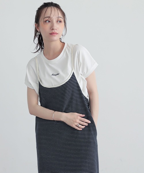 n'OrLABEL（ノアールレーベル）の「『リブボーダーカットソー＆キャミワンピースセットアップ』（ワンピース・レディース・カーキ/ブルー/ネイビー・2/1）」の15枚目の写真