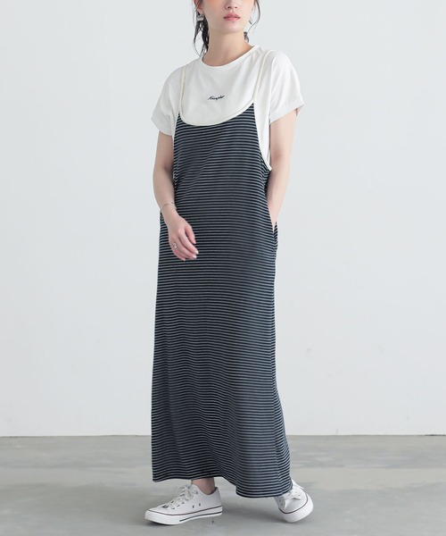 n'OrLABEL（ノアールレーベル）の「『リブボーダーカットソー＆キャミワンピースセットアップ』（ワンピース・レディース・カーキ/ブルー/ネイビー・2/1）」の14枚目の写真