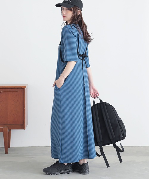 n'OrLABEL（ノアールレーベル）の「『リブボーダーカットソー＆キャミワンピースセットアップ』（ワンピース・レディース・カーキ/ブルー/ネイビー・2/1）」の12枚目の写真