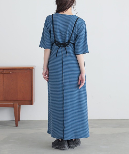 n'OrLABEL（ノアールレーベル）の「『リブボーダーカットソー＆キャミワンピースセットアップ』（ワンピース・レディース・カーキ/ブルー/ネイビー・2/1）」の10枚目の写真