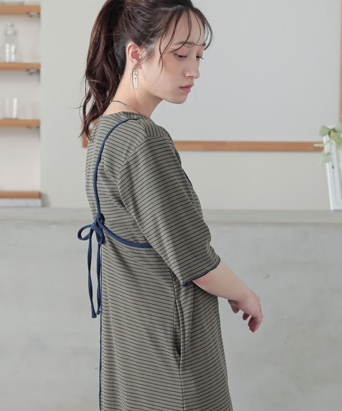 n'OrLABEL（ノアールレーベル）の「『リブボーダーカットソー＆キャミワンピースセットアップ』（ワンピース・レディース・カーキ/ブルー/ネイビー・2/1）」の16枚目の写真