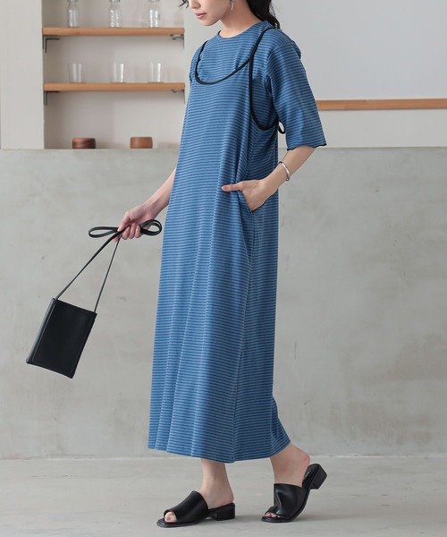 n'OrLABEL（ノアールレーベル）の「『リブボーダーカットソー＆キャミワンピースセットアップ』（ワンピース・レディース・カーキ/ブルー/ネイビー・2/1）」の7枚目の写真