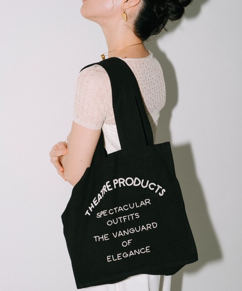 THEATRE PRODUCTS（シアタープロダクツ）の「ビーズエンブロイダリーハンドバッグL（トートバッグ・レディース・ブラック/ホワイト・FREE）」の2枚目の写真