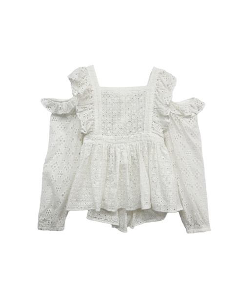 HONEY MI HONEY(ハニーミーハニー)の「cotton ribbon lace blouse(シャツ/ブラウス・レディース・ホワイト/ピンク/ブラック・FREE)」の1枚目の写真
