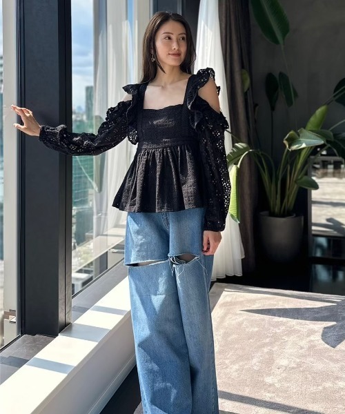 HONEY MI HONEY(ハニーミーハニー)の「cotton ribbon lace blouse(シャツ/ブラウス・レディース・ホワイト/ピンク/ブラック・FREE)」の12枚目の写真