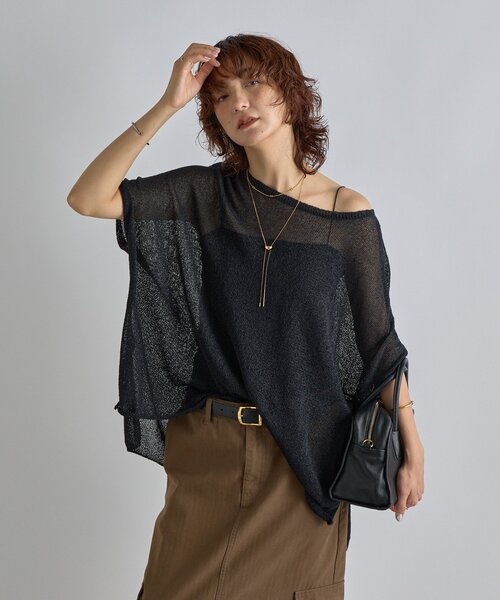 RIVE DROITE ☆ ペーパーポンチョニット RIVE DROITE（リヴドロワ） ニット セーター 「さらっと着やすい