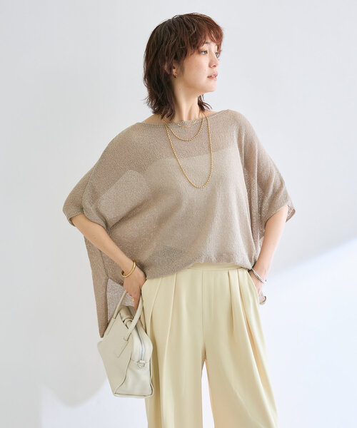 RIVE DROITE（リヴドロワ）の「【さらっと着やすい】ペーパーポンチョニット（ニット/セーター・レディース・モカ/ベビーピンク/ホワイト系その他/ブラック・FREE）」の5枚目の写真