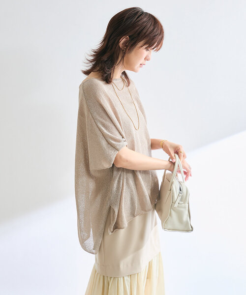 RIVE DROITE ☆ ペーパーポンチョニット セール】【さらっと着やすい】ペーパーポンチョニット（ニット