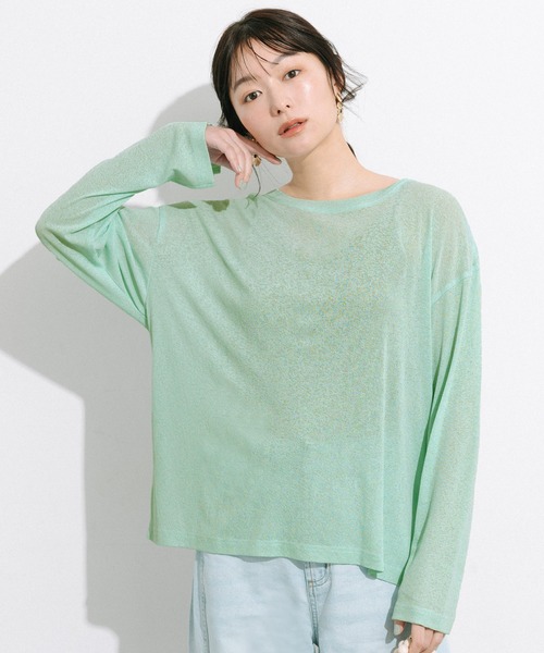 coca(coca)(コカ)の「シアージョーゼットオーバーTシャツ(Tシャツ/カットソー・レディース・ホワイト/ブラック/グリーン/チャコール/ライトグレー・S/M/L)」の5枚目の写真