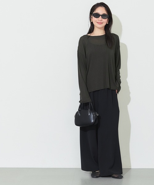 coca(coca)(コカ)の「シアージョーゼットオーバーTシャツ(Tシャツ/カットソー・レディース・ホワイト/ブラック/グリーン/チャコール/ライトグレー・S/M/L)」の20枚目の写真