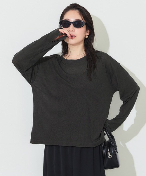 coca(coca)(コカ)の「シアージョーゼットオーバーTシャツ(Tシャツ/カットソー・レディース・ホワイト/ブラック/グリーン/チャコール/ライトグレー・S/M/L)」の22枚目の写真