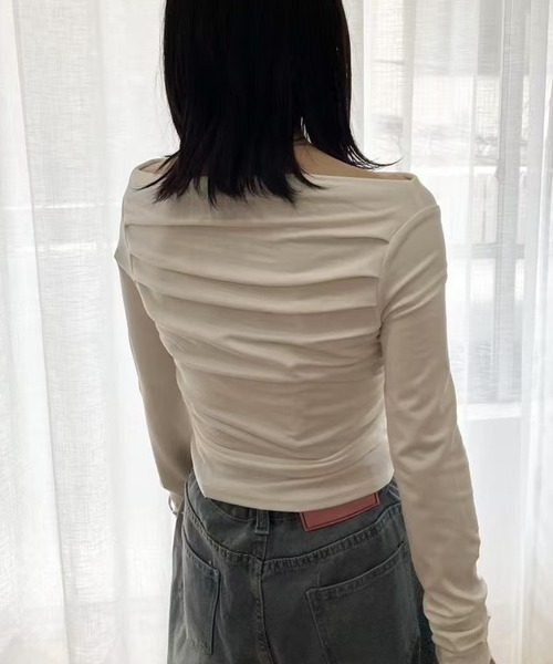 mebole(メボレ)の「ドレープオフショルダートップス(Tシャツ/カットソー・レディース・グレー/ブラック/ホワイト・FREE)」の18枚目の写真