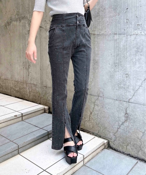 ELFSACK ジーパン レトロ スリット ハイウエスト フレアパンツ 楽天市場】送料無料 ELFSACK ジーンズ デニムパンツ ジーパン