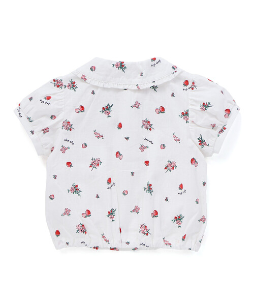 SLAP SLIP（スラップスリップ）の「【お揃い】デニムイチゴ×お花プリントセーラー襟パフスリーブトップス(80~130cm)（シャツ/ブラウス・キッズ・ブルー系その他/ホワイト系その他・110cm/100cm/120cm/130cm/80ｃｍ/90cm）」の6枚目の写真