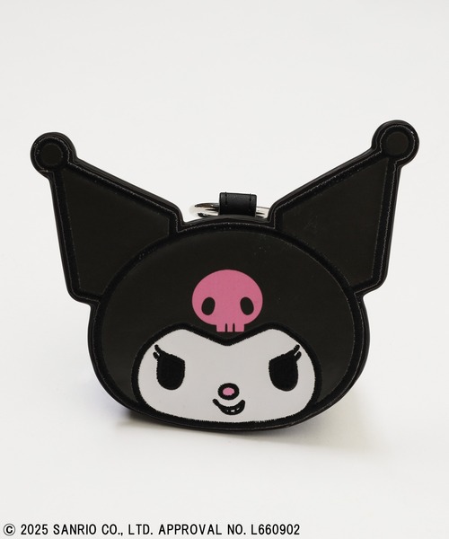 耳付き黒キャラクターポーチ Kuromi キャラクターフック付きポーチ 耳付き、ミニ巾着セット
