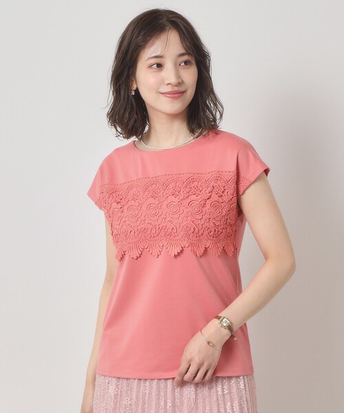 ITS'DEMO（イッツデモ）の「【吸水速乾／手洗い可／洗濯後しわになりにくい】カットミラノフロントレーストップス（Tシャツ/カットソー・レディース・ブラック/ベビーピンク/サックスブルー/オフホワイト・00）」の19枚目の写真