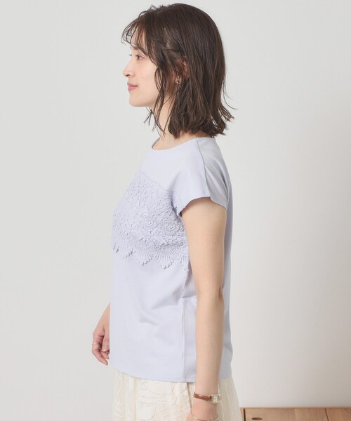 ITS'DEMO（イッツデモ）の「【吸水速乾／手洗い可／洗濯後しわになりにくい】カットミラノフロントレーストップス（Tシャツ/カットソー・レディース・ブラック/ベビーピンク/サックスブルー/オフホワイト・00）」の7枚目の写真