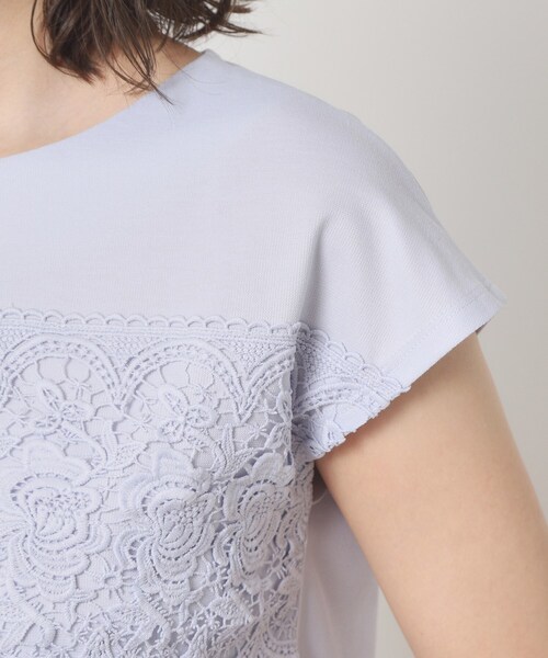 ITS'DEMO（イッツデモ）の「【吸水速乾／手洗い可／洗濯後しわになりにくい】カットミラノフロントレーストップス（Tシャツ/カットソー・レディース・ブラック/ベビーピンク/サックスブルー/オフホワイト・00）」の11枚目の写真