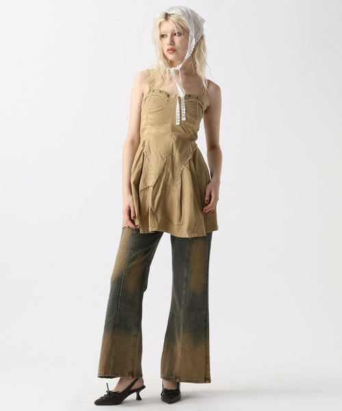 FOREVER 21（フォーエバー トゥエンティーワン）の「【2025SS】ツイルプリーツミニキャミワンピース（ワンピース・レディース・カーキ/ベージュ・FREE）」の18枚目の写真