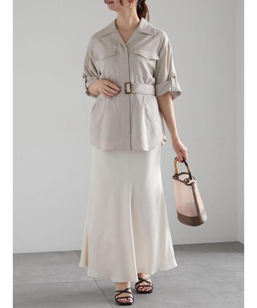 Te chichi(テチチ)の「リネンMIXサファリシャツ《2025summer catalog item》(シャツ/ブラウス・レディース・カーキ/ベージュ・F)」の16枚目の写真