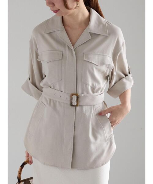 Te chichi(テチチ)の「リネンMIXサファリシャツ《2025summer catalog item》(シャツ/ブラウス・レディース・カーキ/ベージュ・F)」の18枚目の写真