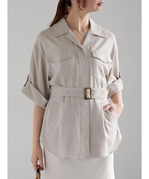 Te chichi(テチチ)の「リネンMIXサファリシャツ《2025summer catalog item》(シャツ/ブラウス・レディース・カーキ/ベージュ・F)」の19枚目の写真