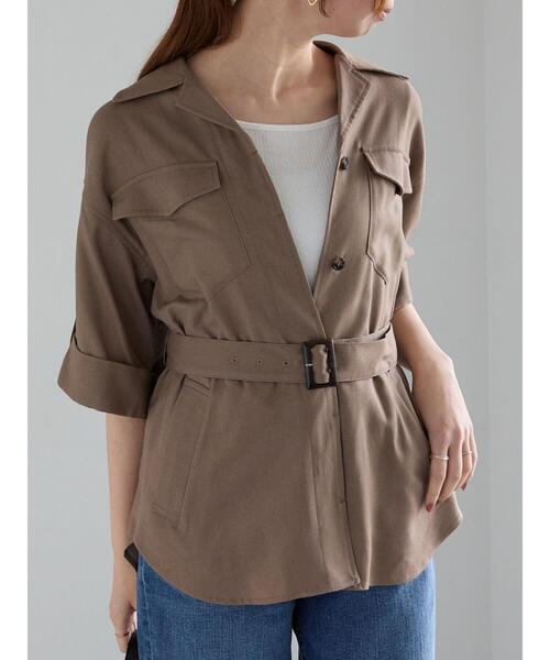 Te chichi(テチチ)の「リネンMIXサファリシャツ《2025summer catalog item》(シャツ/ブラウス・レディース・カーキ/ベージュ・F)」の3枚目の写真