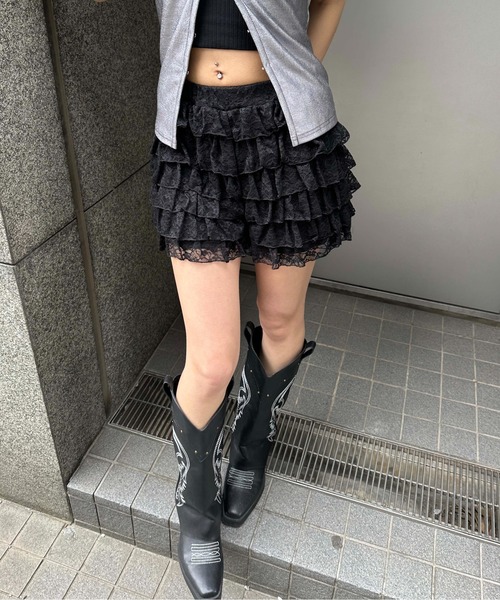 sedacle girl(セダクルガール)の「レースフリルマイクロボトム(その他パンツ・レディース・ブラック/アイボリー・MEDIUM/SMALL)」の2枚目の写真