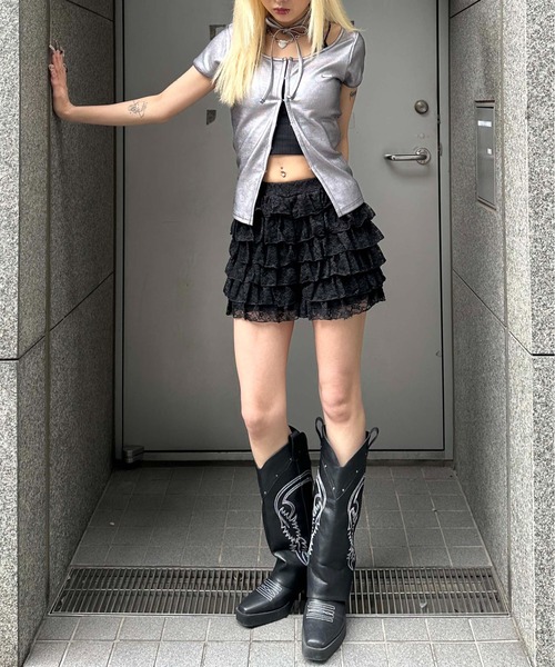 sedacle girl(セダクルガール)の「レースフリルマイクロボトム(その他パンツ・レディース・ブラック/アイボリー・MEDIUM/SMALL)」の10枚目の写真