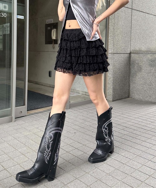 sedacle girl(セダクルガール)の「レースフリルマイクロボトム(その他パンツ・レディース・ブラック/アイボリー・MEDIUM/SMALL)」の8枚目の写真