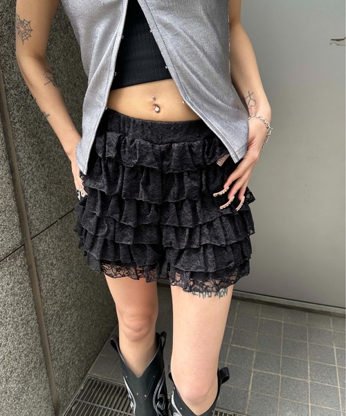 sedacle girl(セダクルガール)の「レースフリルマイクロボトム(その他パンツ・レディース・ブラック/アイボリー・MEDIUM/SMALL)」の3枚目の写真