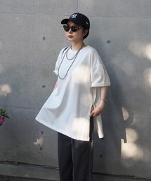 LAULEN | side slit oversize tee /クルーネックサイドスリットオーバーサイズTシャツ(Tシャツ/カットソー)