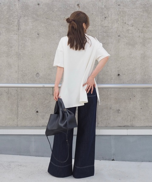 LAULEN（ローレン）の「side slit oversize tee /クルーネックサイドスリットオーバーサイズTシャツ（Tシャツ/カットソー・レディース・ホワイト/グレー/チャコールグレー・FREE）」の11枚目の写真