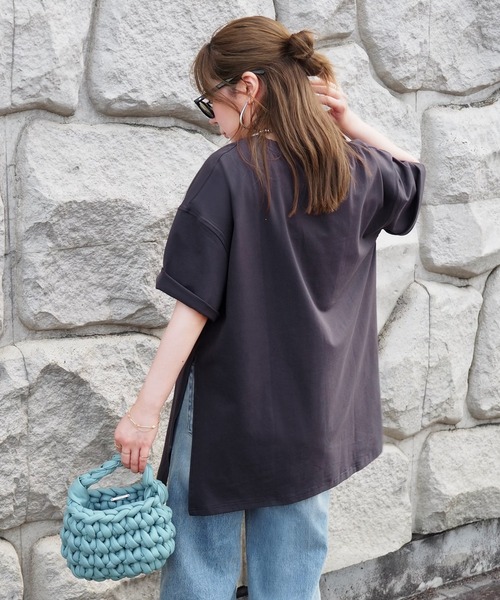 LAULEN（ローレン）の「side slit oversize tee /クルーネックサイドスリットオーバーサイズTシャツ（Tシャツ/カットソー・レディース・ホワイト/グレー/チャコールグレー・FREE）」の14枚目の写真