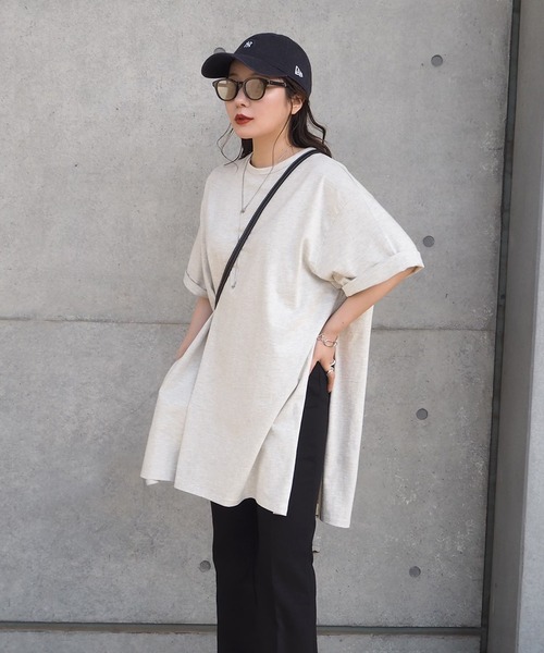LAULEN（ローレン）の「side slit oversize tee /クルーネックサイドスリットオーバーサイズTシャツ（Tシャツ/カットソー・レディース・ホワイト/グレー/チャコールグレー・FREE）」の20枚目の写真
