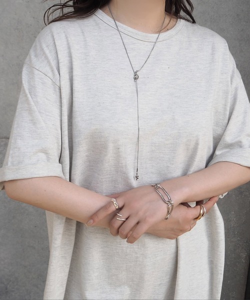 LAULEN（ローレン）の「side slit oversize tee /クルーネックサイドスリットオーバーサイズTシャツ（Tシャツ/カットソー・レディース・ホワイト/グレー/チャコールグレー・FREE）」の22枚目の写真