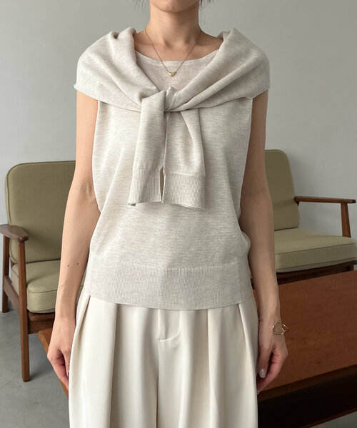 CAPRICIEUX LE'MAGE（カプリシューレマージュ）の「肩掛けデザインニット（ニット/セーター・レディース・ピンク/ホワイト系その他/ブラック・FREE）」の19枚目の写真