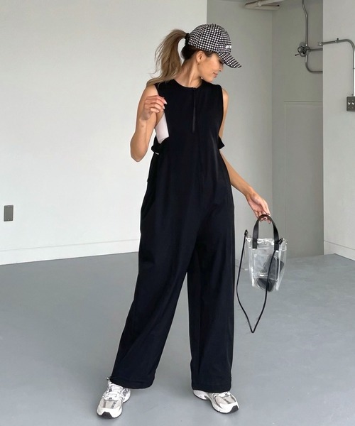 ナイロンノースリーブジャンプスーツ（つなぎ/オールインワン）｜CHERI