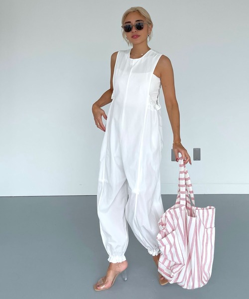 ナイロンノースリーブジャンプスーツ（つなぎ/オールインワン）｜CHERI