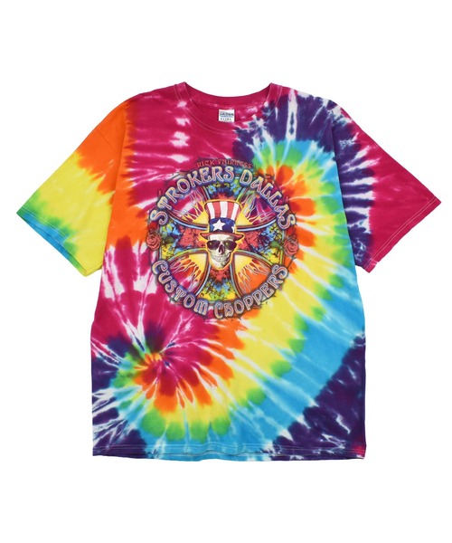LABORATORY R(ラボラトリーアール)の「【USED】Y2K “STROKES DALLAS CUSTOM CHOPPERS” タイダイ バイク Tシャツ(Tシャツ/カットソー・メンズ・マルチ・X-LARGE)」の1枚目の写真