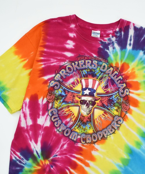 LABORATORY R(ラボラトリーアール)の「【USED】Y2K “STROKES DALLAS CUSTOM CHOPPERS” タイダイ バイク Tシャツ(Tシャツ/カットソー・メンズ・マルチ・X-LARGE)」の2枚目の写真