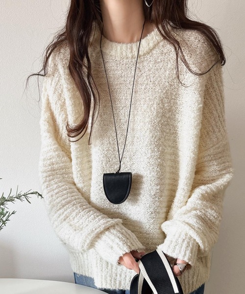 セール】ふんわり愛されスタイル♪前後2wayヘンリーネックニット（長袖